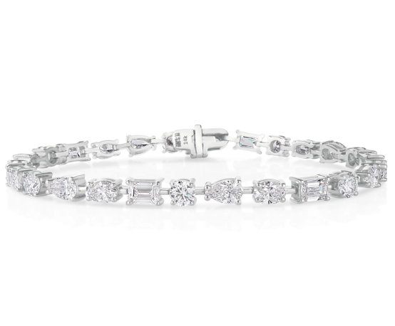 East-West Mixed Shape Diamond Tennis Bracelet