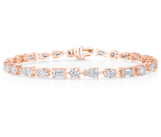 East-West Mixed Shape Diamond Tennis Bracelet